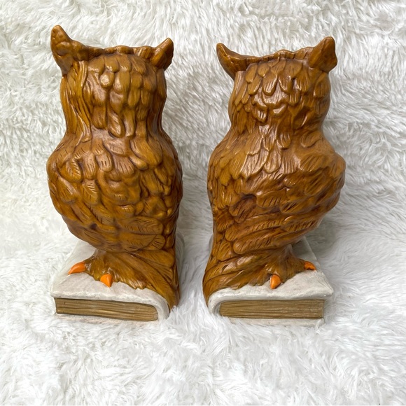 Vintage 1976 Set Of Ceramic Owl Bookends Decor - Picture 5 of 8